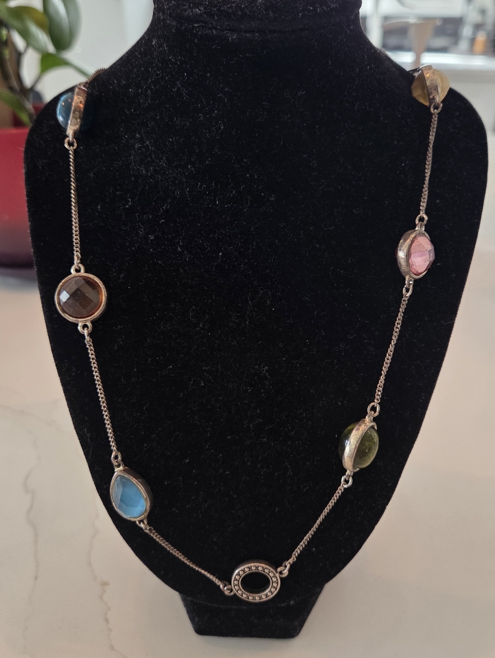 Vintage AVON Beaded And Silver Tone Long Strand Necklace